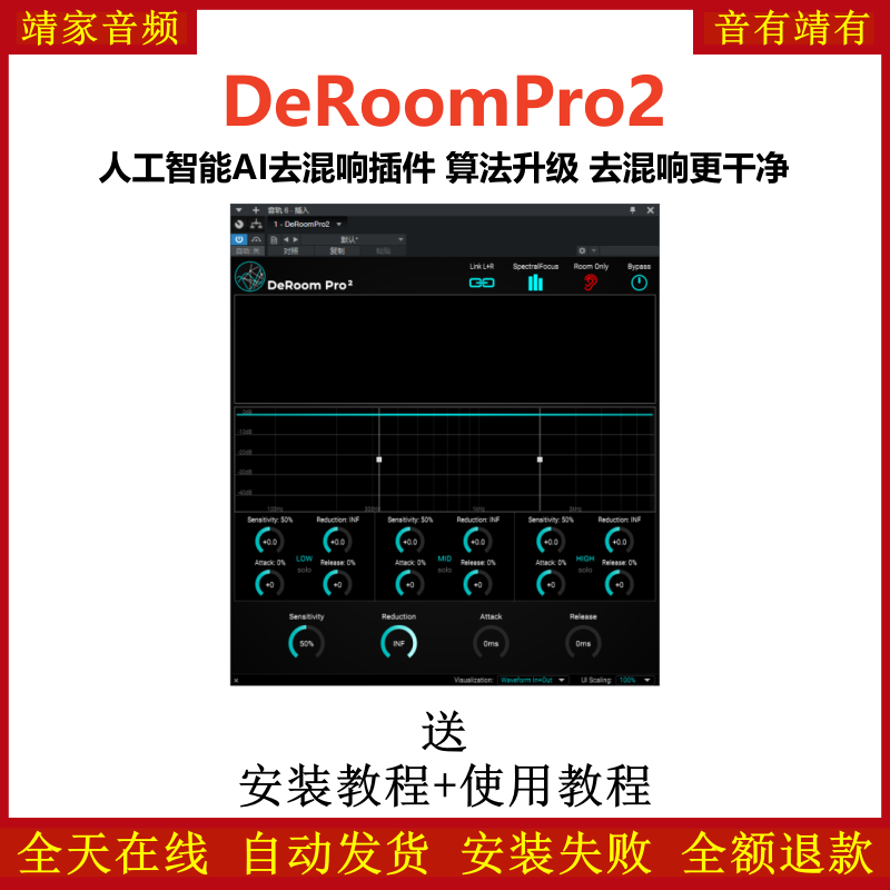 DeRoomPro2插件人工智能AI去混响升级算法去混响更干净